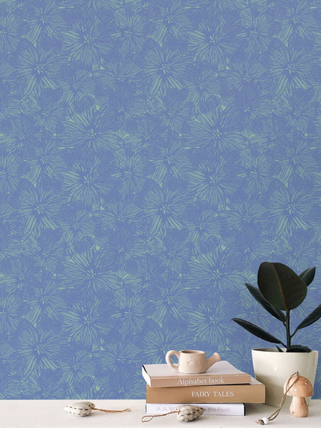 Violet Floral Blue/Green - Wallpaper Medium Print