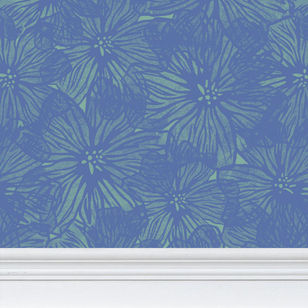 Violet Floral Blue/Green - Wallpaper Large Print