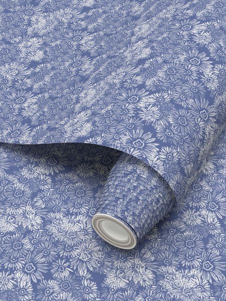 Aster White on Light Blue - Wallpaper Medium Print