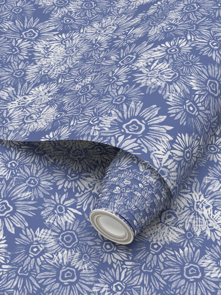 Aster White on Light Blue - Wallpaper Large Print