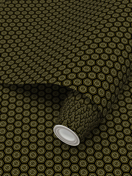 Bee Hive - Black and Gold - XX Small Wallpaper Print