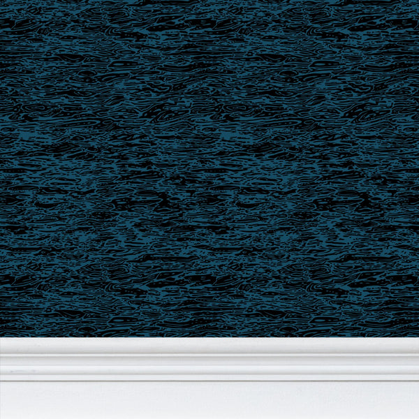 Water - Black on Blue - Medium Wallpaper Print