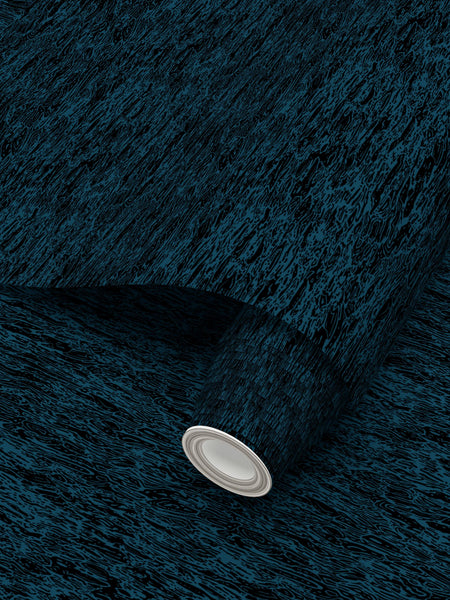 Water - Black on Blue - Medium Wallpaper Print
