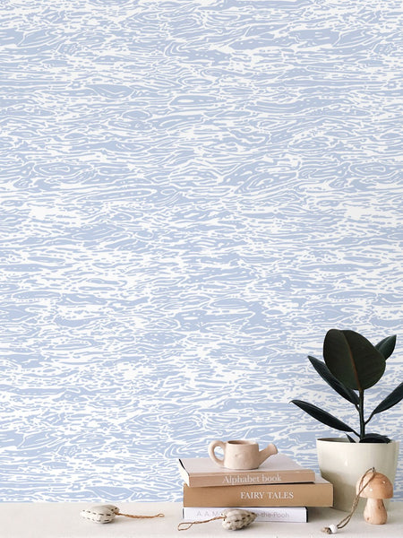Water - Light Blue on White - Large Wallpaper Print