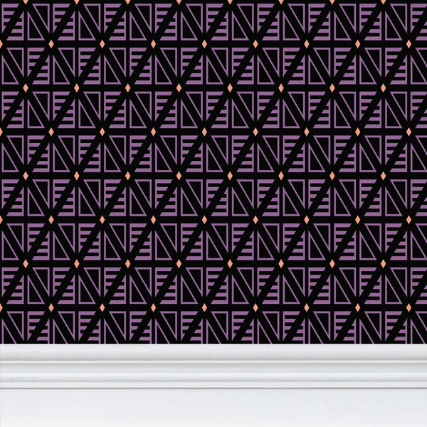 Pyramids Black Purple Light Orange - XX Small Wallpaper Print