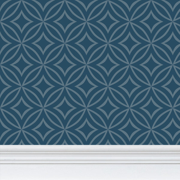 Crownvetch Diamonds - Blue Green - Small Wallpaper Print