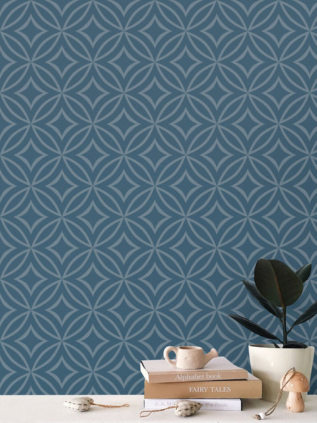 Crownvetch Diamonds - Blue Green - Small Wallpaper Print