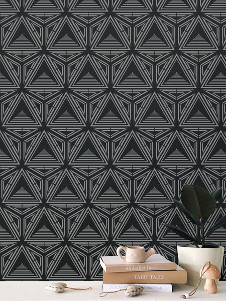 Portals - Black Grey - Small Wallpaper Print