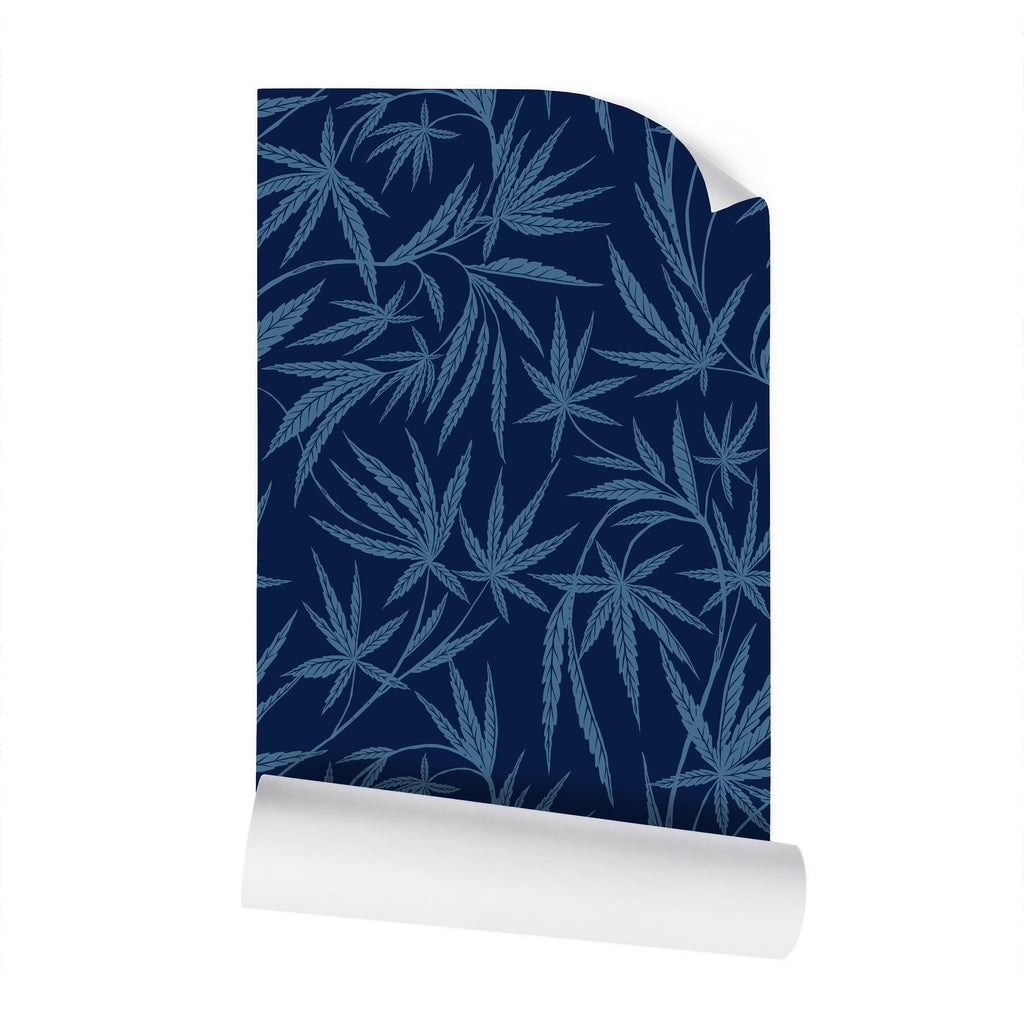 Cannabis IVI Light Blue Dark Blue - Large Wallpaper Print Cannabis IVI Light Blue Dark Blue - Large Wallpaper Print