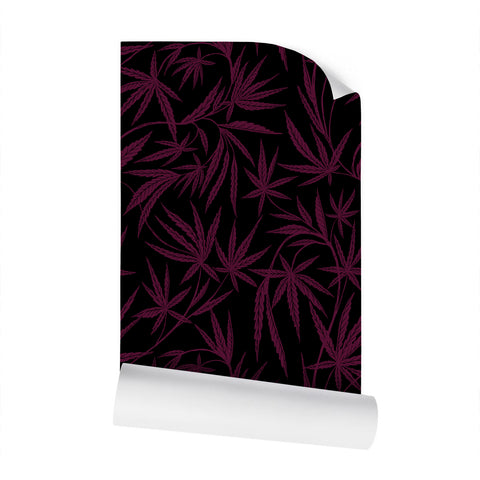 IVI - Cannabis Damask Circle of Life Black Over Dark Red Purple