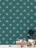 Blazing Star Floral - Small Green Background Repeat Wallpaper Print