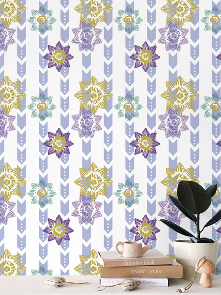Daffodil Stripes - Original Color Palette - Medium Repeat Wallpaper Print