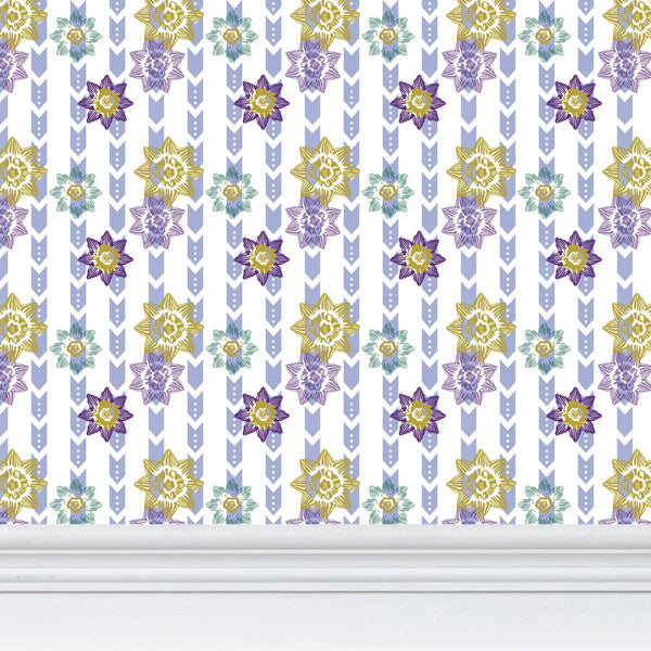 Daffodil Stripes - Original Color Palette - Small Repeat Wallpaper Print