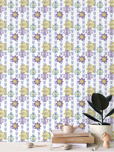 Daffodil Stripes - Original Color Palette - Small Repeat Wallpaper Print