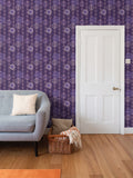 Daffodil Stripes - Inverted Blue Purple - Medium Repeat Wallpaper Print