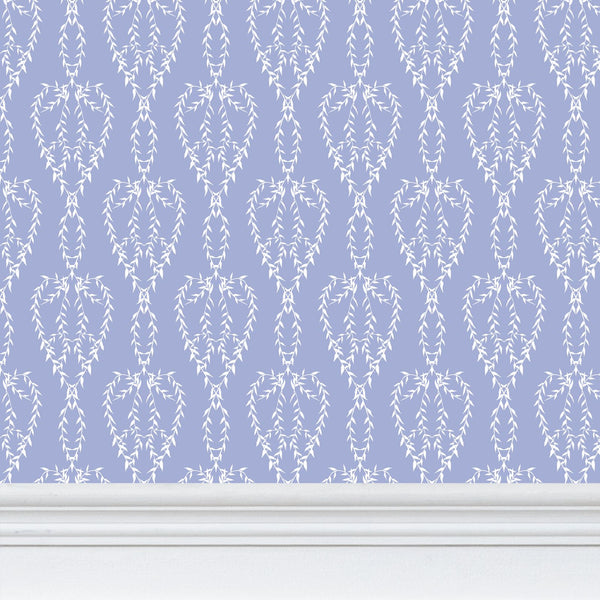 Weeping Willow Branches - White on Light Blue - Small Print