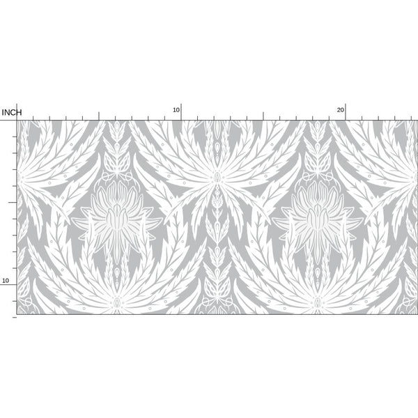 IVI - Cannabis Damask Circle of Life White and Grey