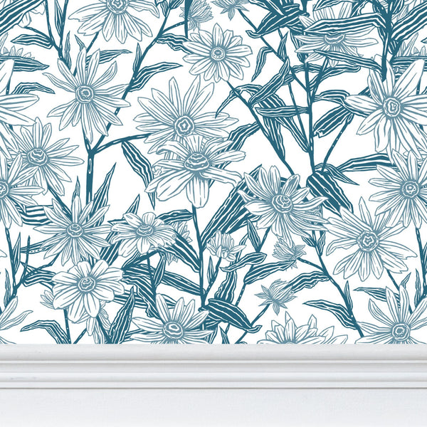 EKO Brown Eyed Susan Blue Green Wallpaper