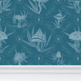 IVI LIFE - Mushroom + Cannabis Leaf Wallpaper Blue Green