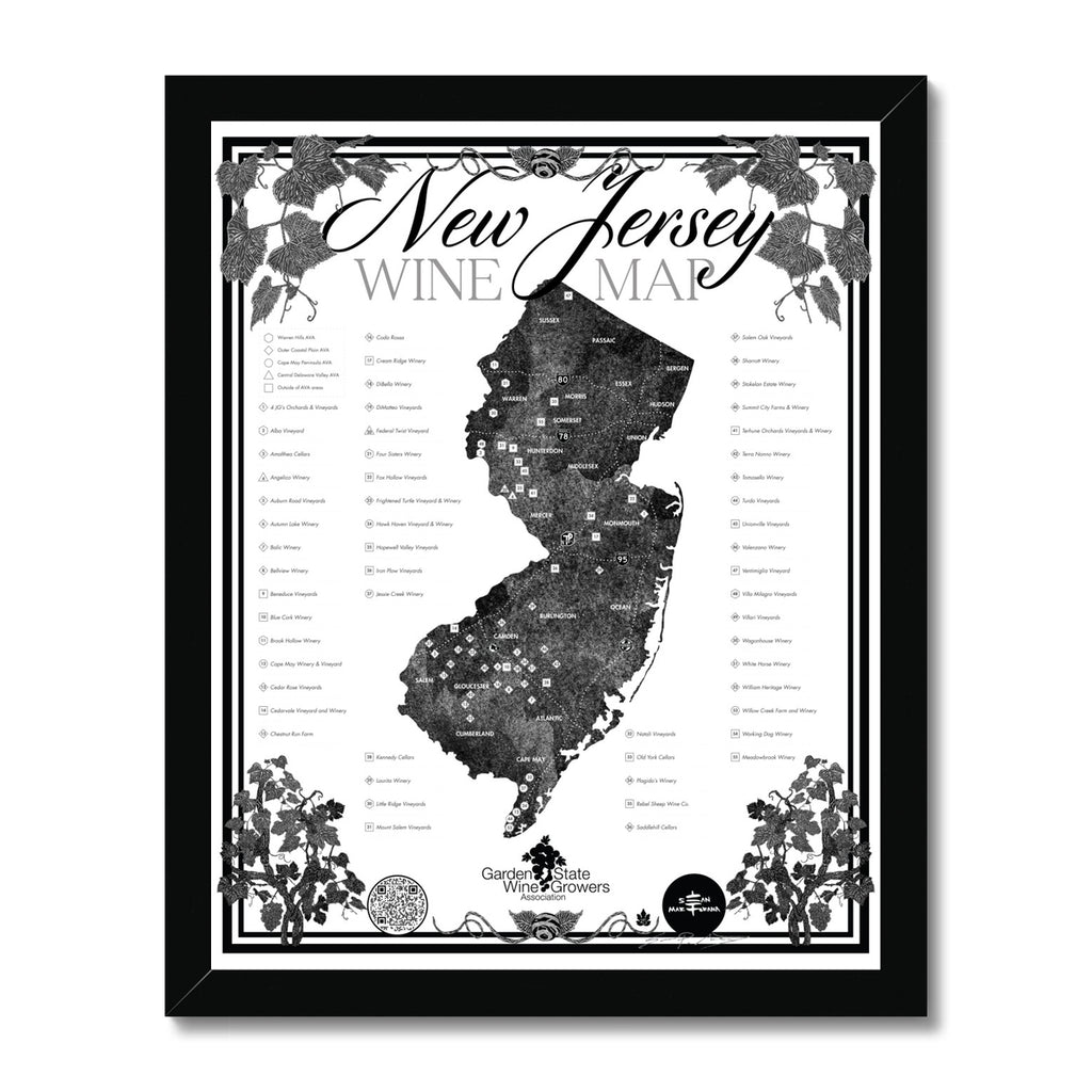 GSWGA New Jersey Wine Map Framed Print image0