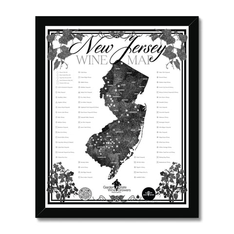 GSWGA New Jersey Wine Map Framed Print