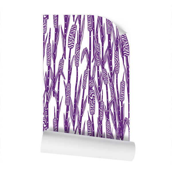 EKO Cattail Pattern Wallpaper Purple