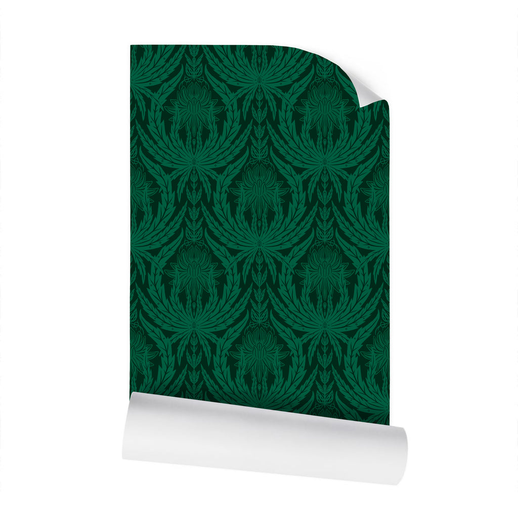 IVI - Cannabis Damask Circle of Life Light Green Over Dark Green