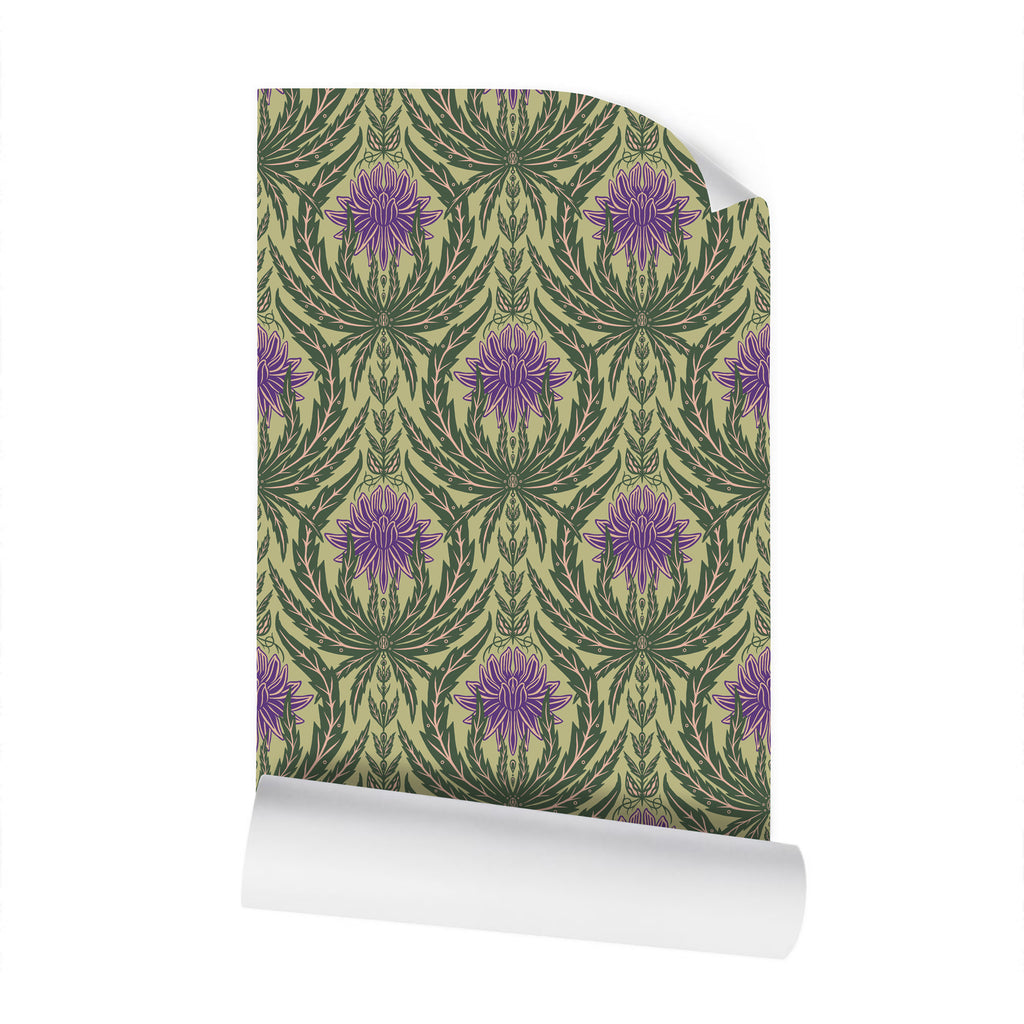 IVI - Cannabis Damask Circle of Life Retro Green and Purple IVI - Cannabis Damask Circle of Life Retro Green and Purple