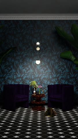 Cannabis IVI BlueGreen on Black - Large Wallpaper Print