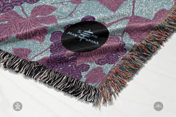 VIN - Ambrosia Grape Vine Pattern Jacquard Woven Blanket - Purple RedPurple Blue