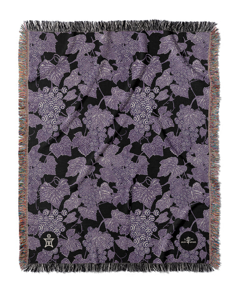 VIN - Ambrosia Grape Vine Pattern Jacquard Woven Blanket - Purple