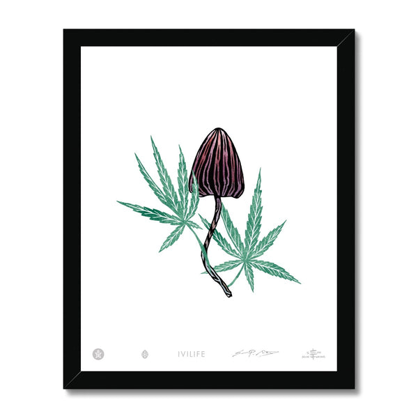 IVI LIFE - Mushroom + Cannabis Print - 008 Framed Print