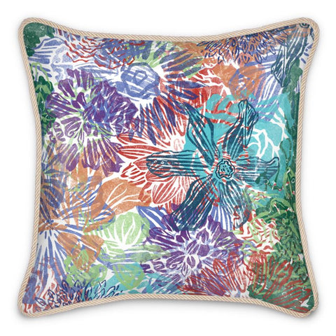 Violet Floral Velvet Cushion