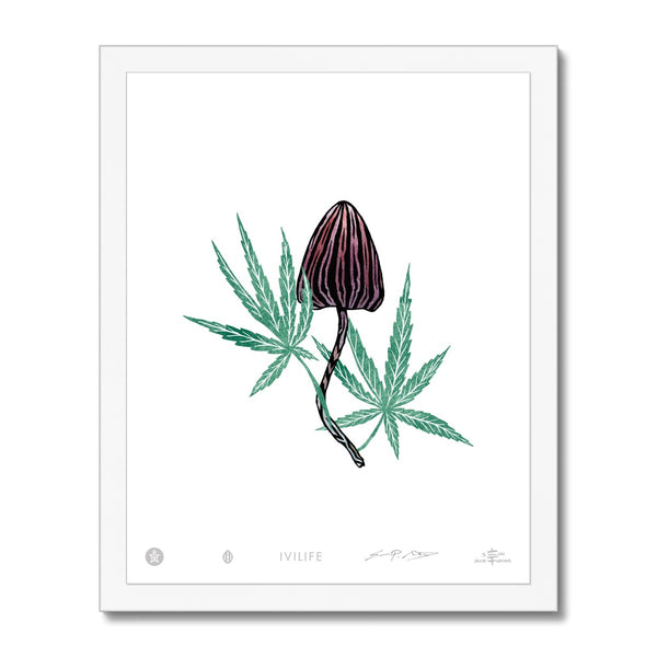 IVI LIFE - Mushroom + Cannabis Print - 008 Framed Print