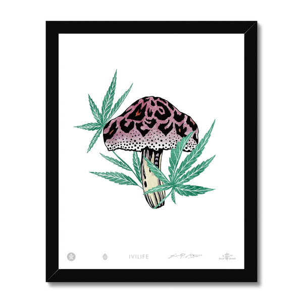 IVI LIFE - Mushroom + Cannabis Print - 001 Framed Print