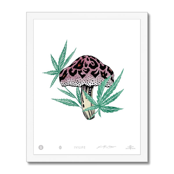 IVI LIFE - Mushroom + Cannabis Print - 001 Framed Print