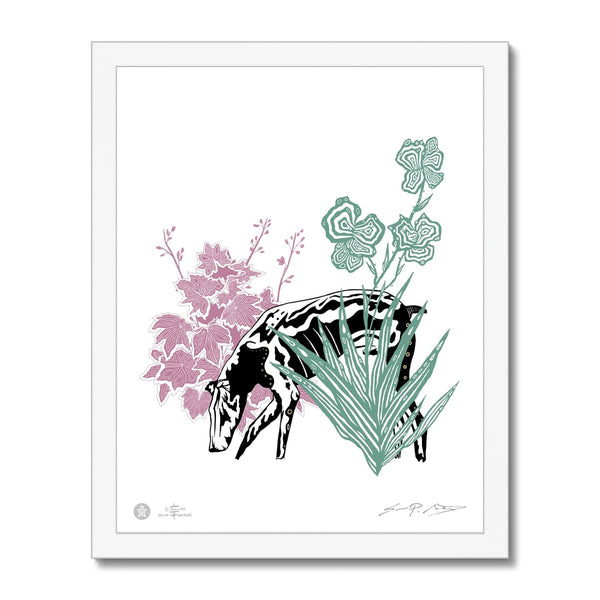 AEON Doberman w/ Black Coral Heuchera 11 x 14 Framed Art Print