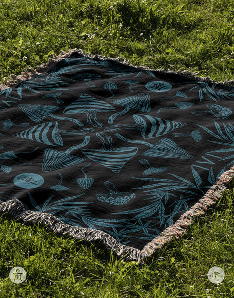 IVI - Mushroom + Cannabis Blanket Blue Green