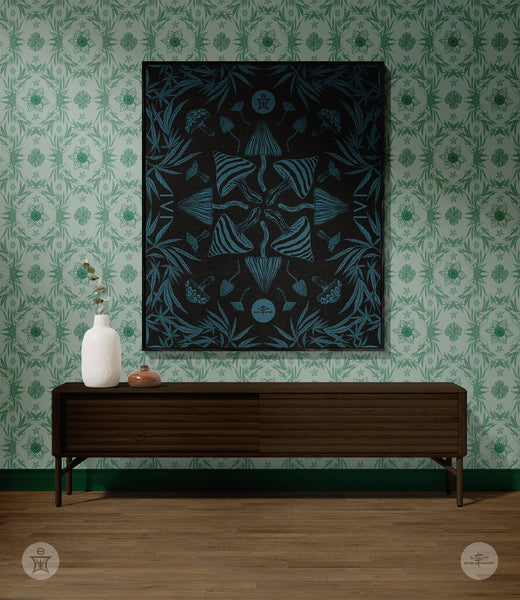 IVI - Mushroom + Cannabis Blanket Blue Green