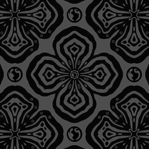 Larkspur Petals Black on Grey - Small Wallpaper Print