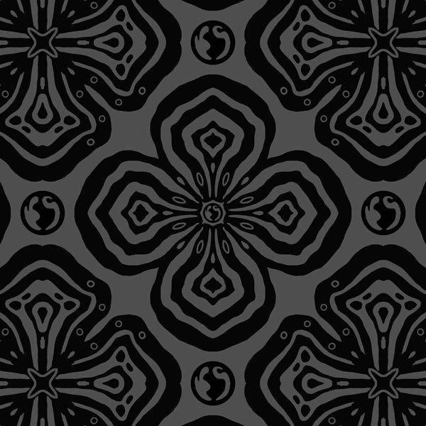 Larkspur Petals Black on Grey - Medium Wallpaper Print