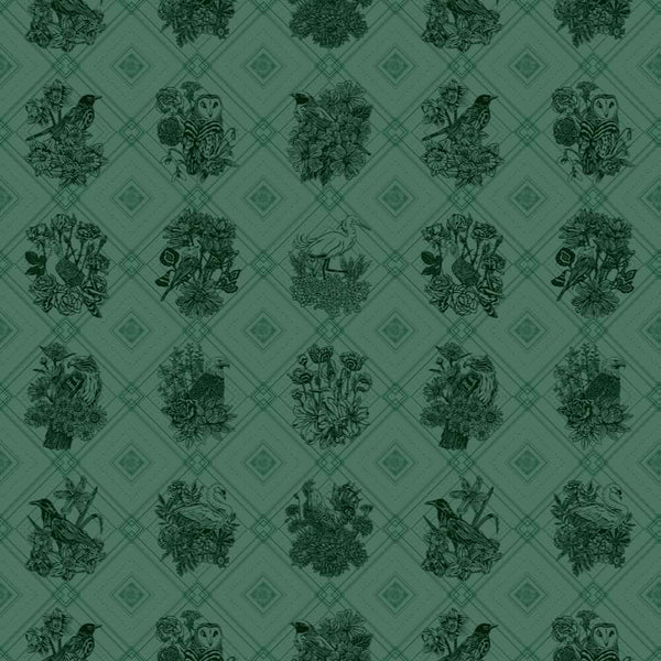 Trellis - The AEON Months - Green Duotone - Wallpaper Print
