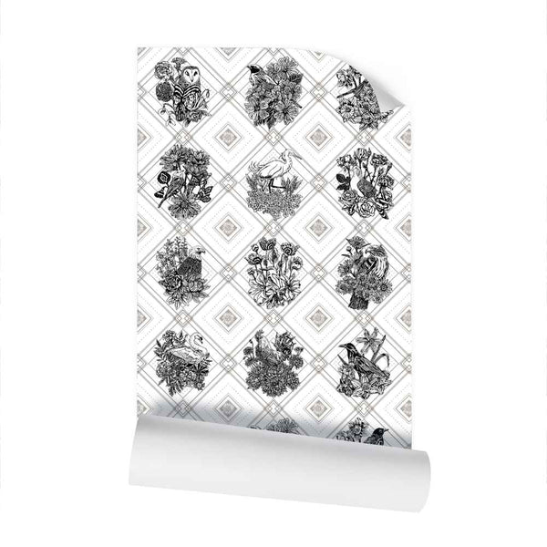 Trellis - The AEON Months - Greyscale - Wallpaper Print