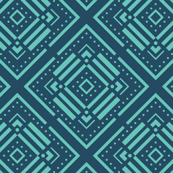 Diamond Straps - Blue Green on Light Blue - Medium Wallpaper Print