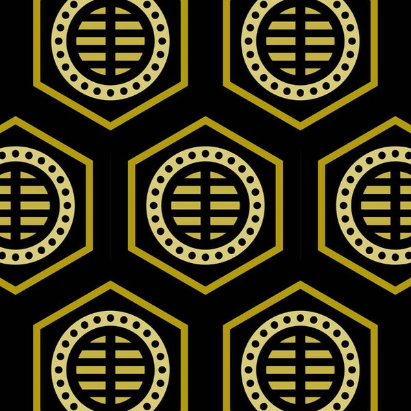 Bee Hive - Black and Gold - X Small Wallpaper Print