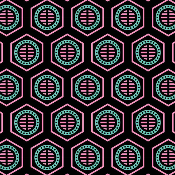 Bee Hive - Black Light Pink & Blue - XX Small Wallpaper Print