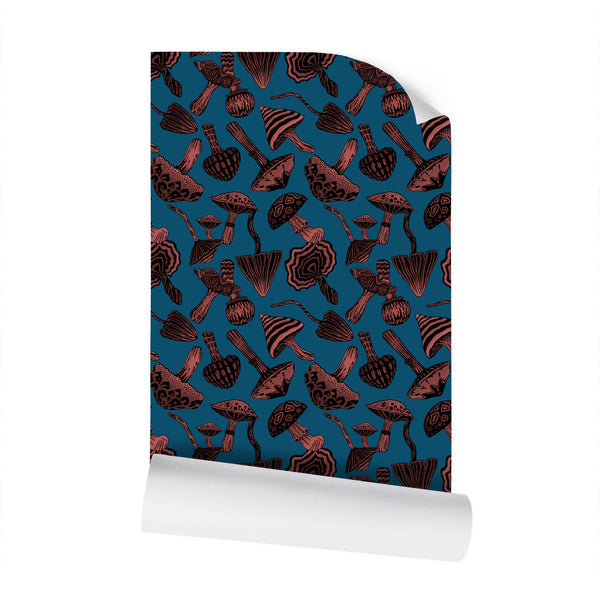 IVI - Mushroom Rotated Pattern - Orange with Blue