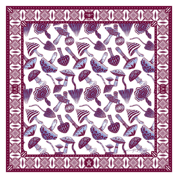IVI Mushroom Bandana - Red Purple Light Blue