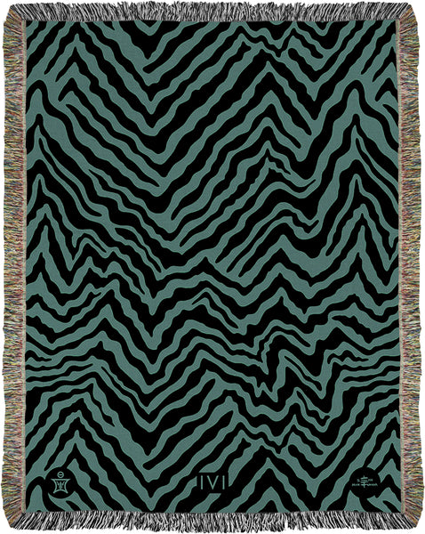 IVI - Abstract Jacquard Woven Blanket - Black Green