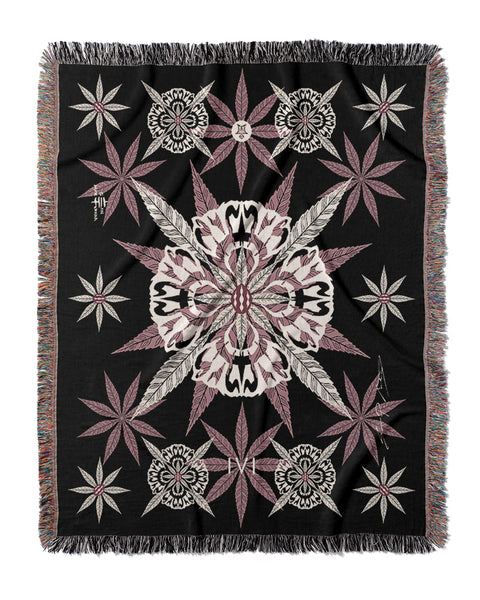 IVI Cannabis and Poppy Floral Jacquard Woven Blanket